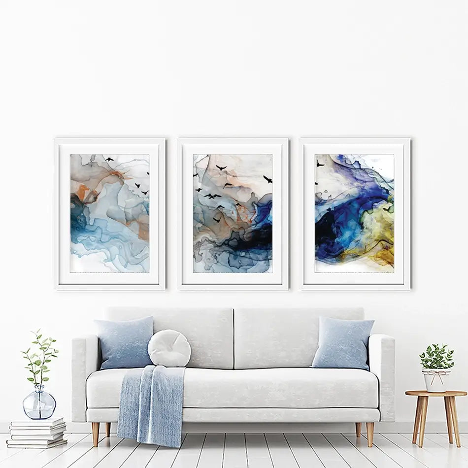 Abstract Birds Framed Art Print Trio