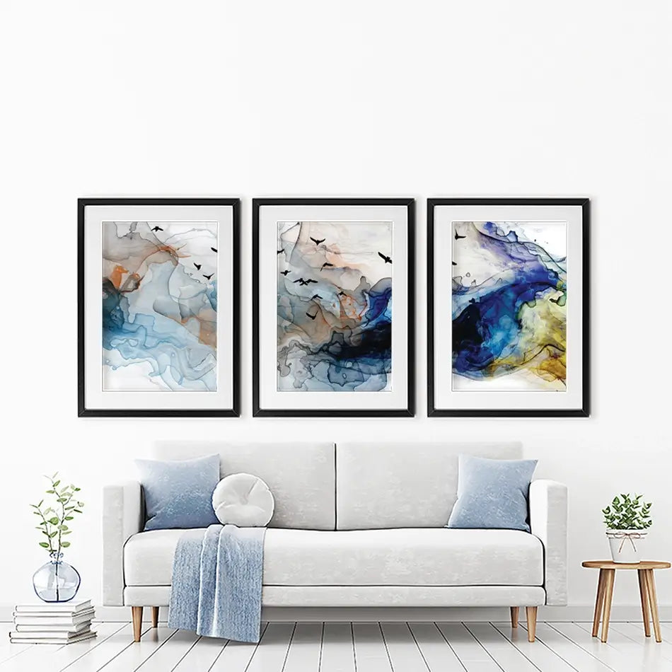 Abstract Birds Framed Art Print Trio