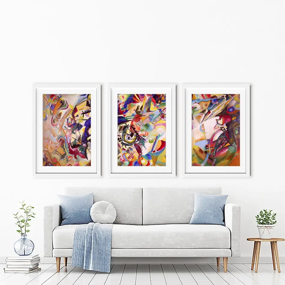 Composition 7 Framed Art Print Trio