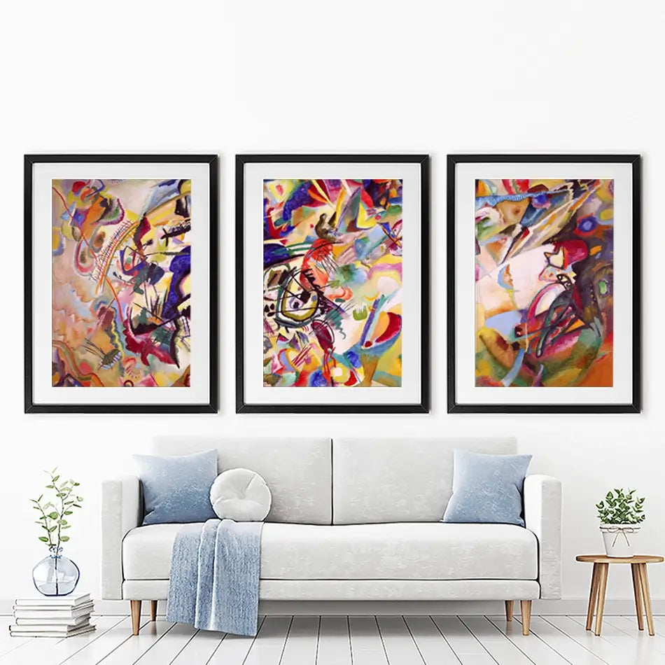 Composition 7 Framed Art Print Trio