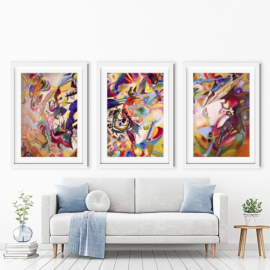 Composition 7 Framed Art Print Trio