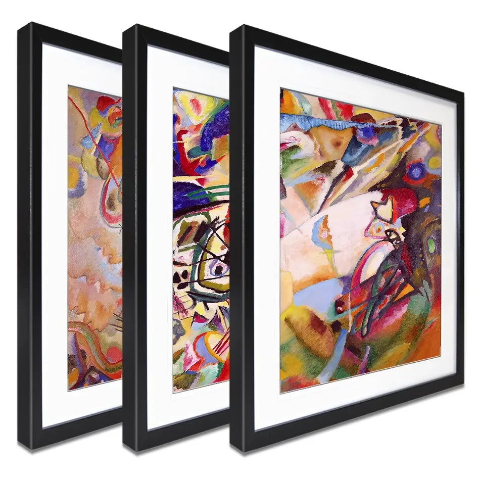 Composition 7 Framed Art Print Trio