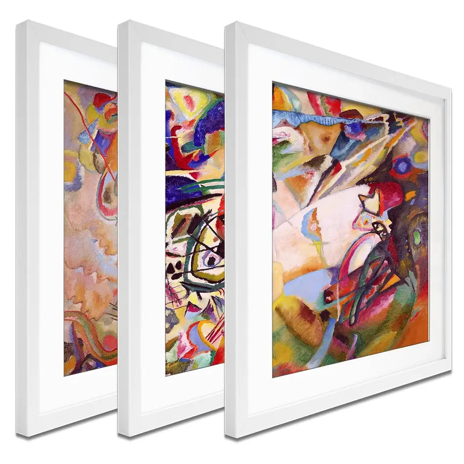 Composition 7 Framed Art Print Trio