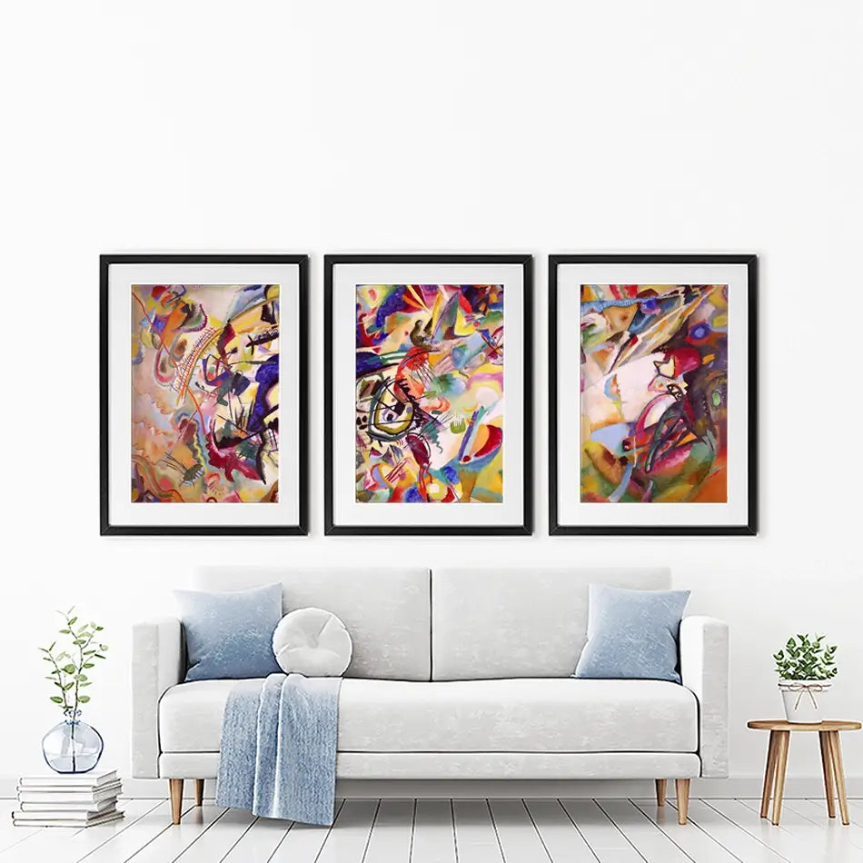 Composition 7 Framed Art Print Trio