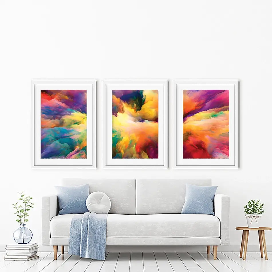 Abstract Colour Explosion Framed Art Print Trio