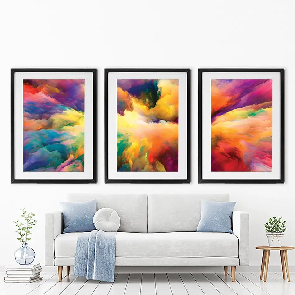 Abstract Colour Explosion Framed Art Print Trio