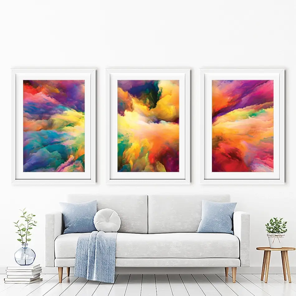 Abstract Colour Explosion Framed Art Print Trio