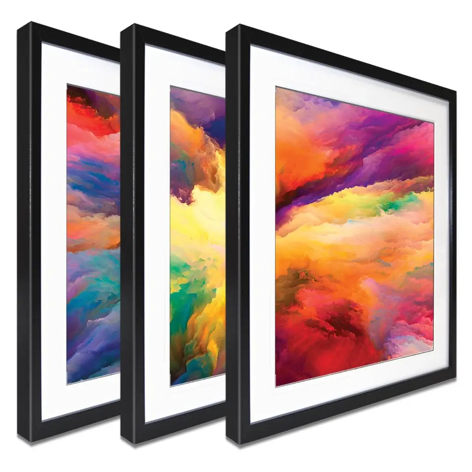 Abstract Colour Explosion Framed Art Print Trio