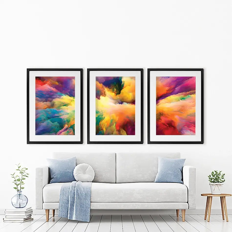 Abstract Colour Explosion Framed Art Print Trio