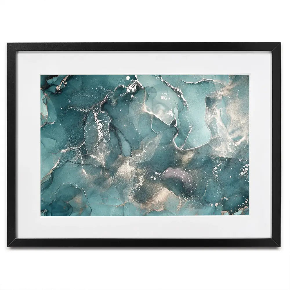 Teal Marble Framed Art Print