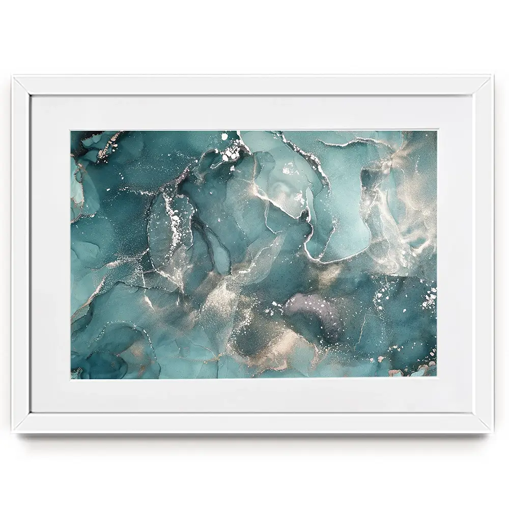 Teal Marble Framed Art Print