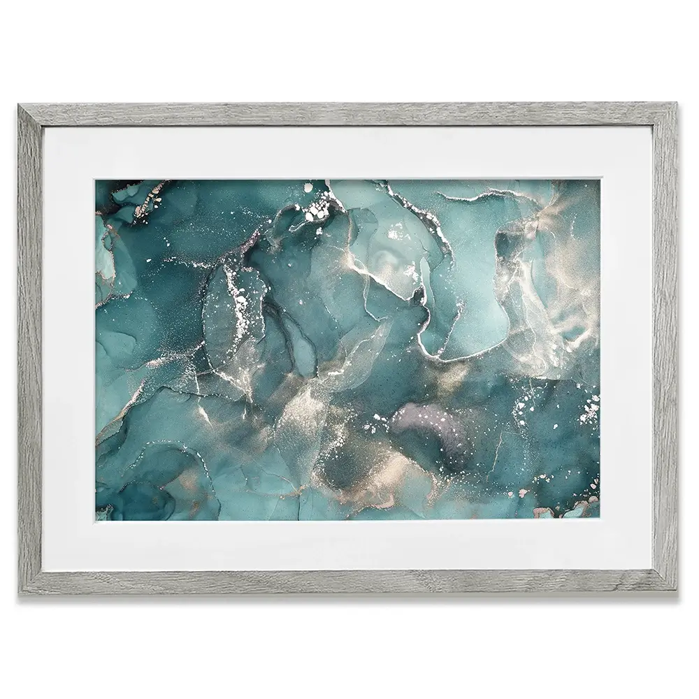 Teal Marble Framed Art Print