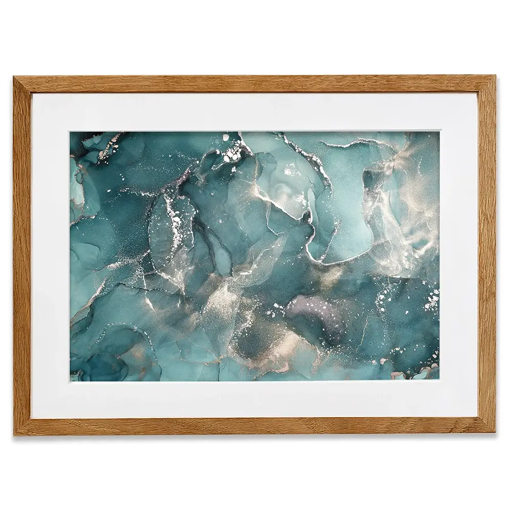 Teal Marble Framed Art Print