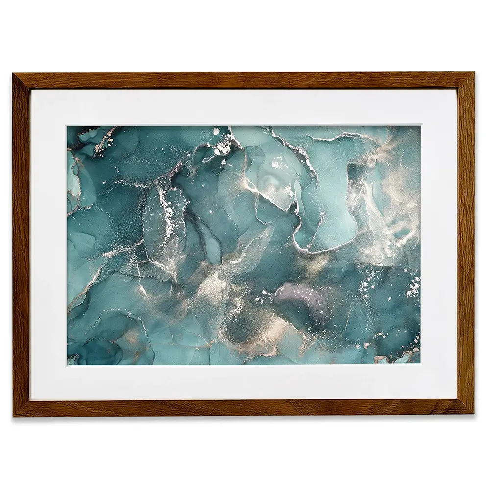 Teal Marble Framed Art Print