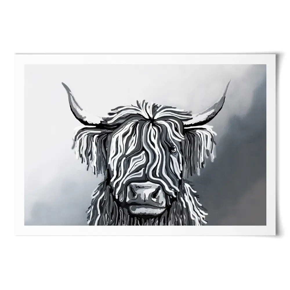 Abstract Highland Cow Art Print