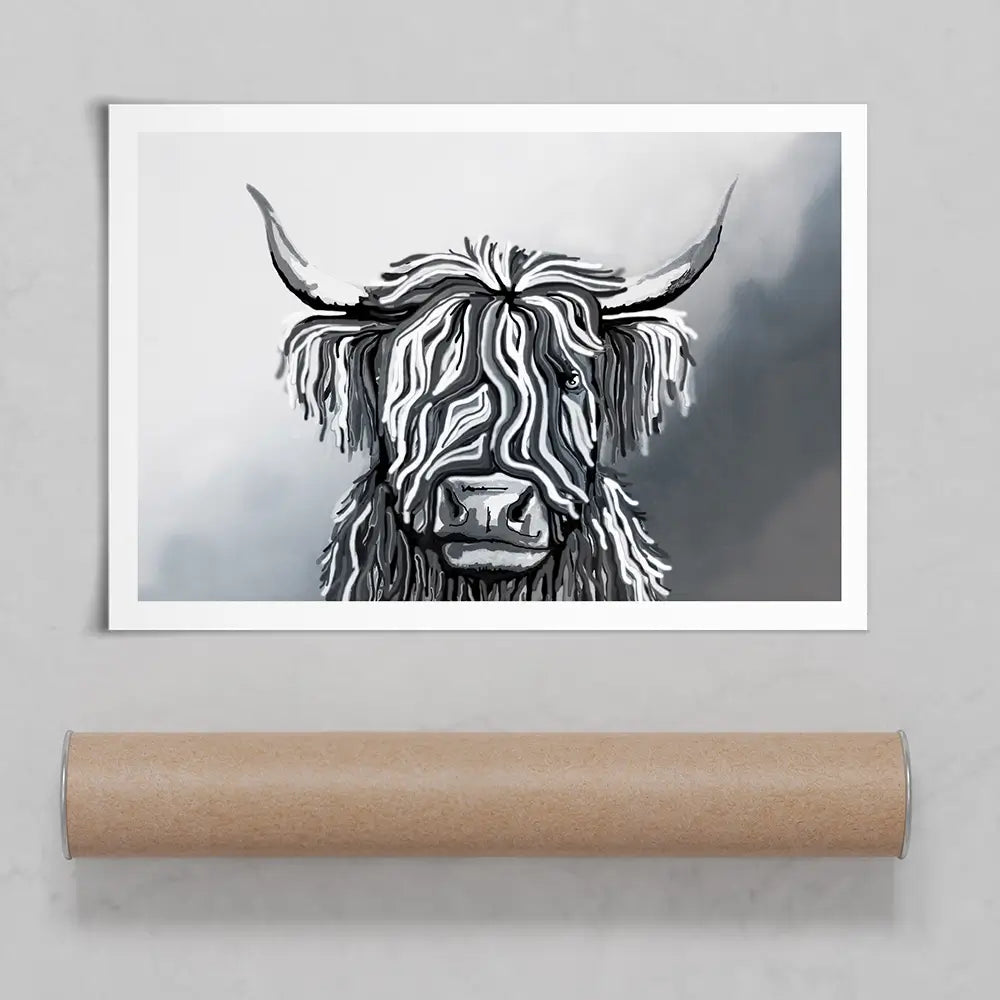 Abstract Highland Cow Art Print