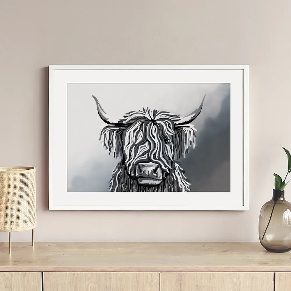 Abstract Highland Cow Framed Art Print