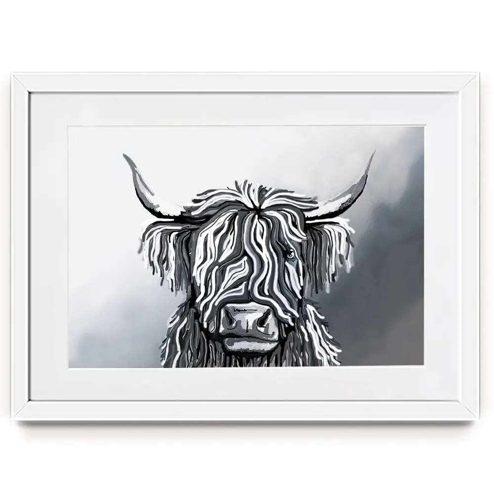 Abstract Highland Cow Framed Art Print