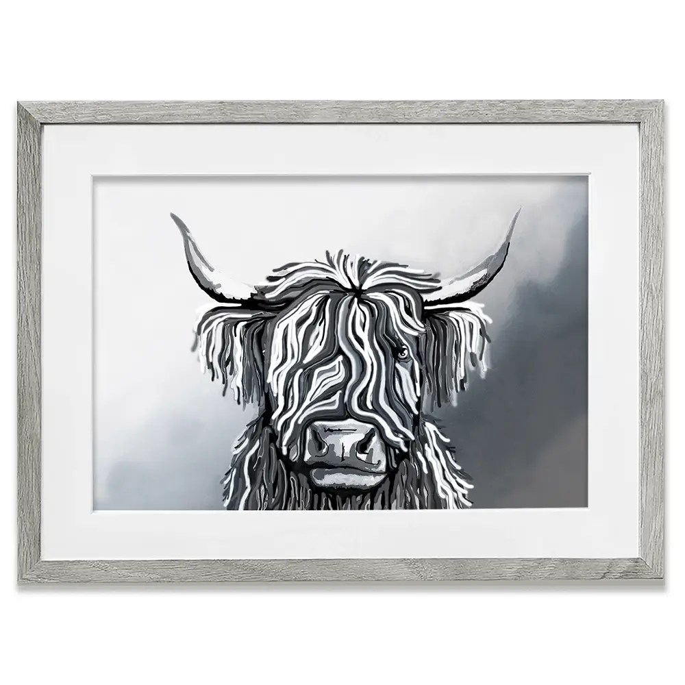 Abstract Highland Cow Framed Art Print