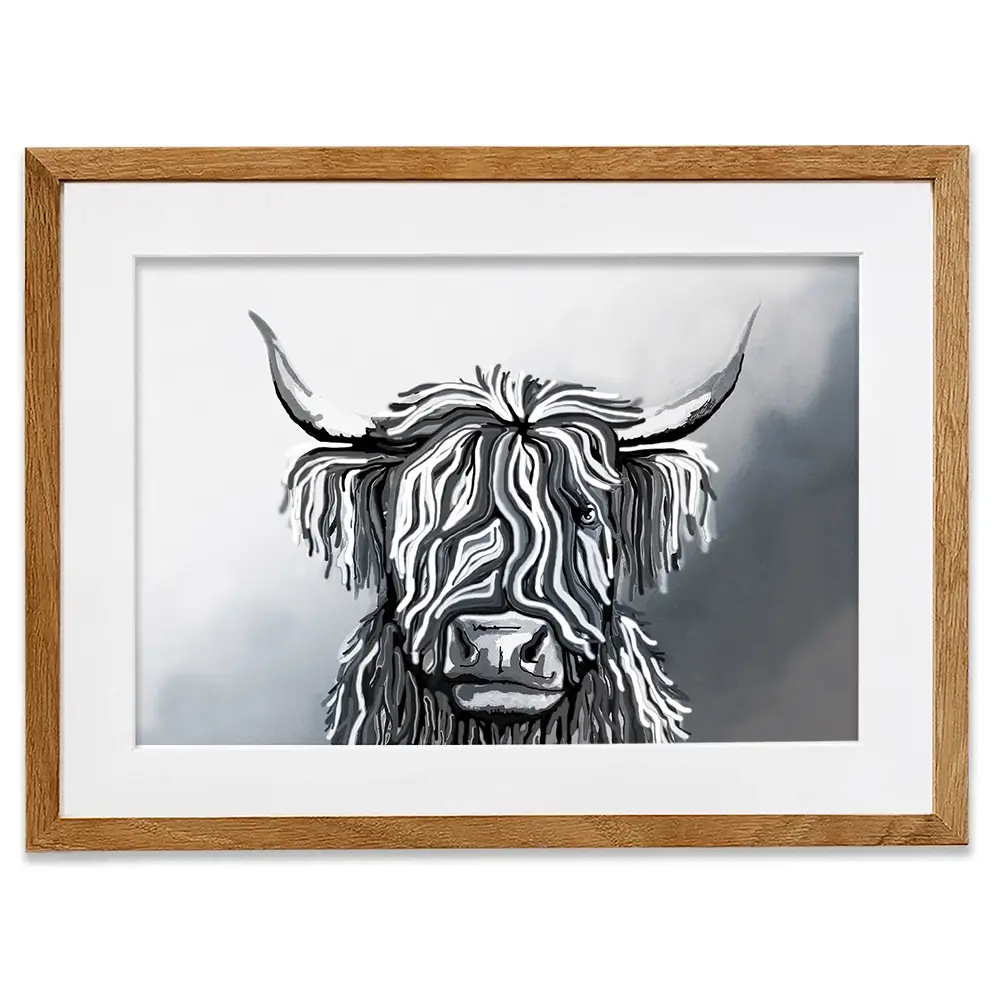 Abstract Highland Cow Framed Art Print