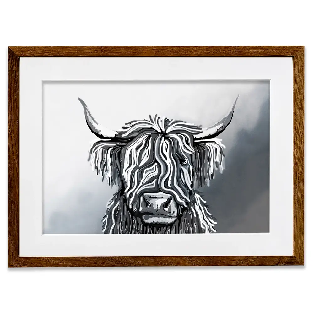 Abstract Highland Cow Framed Art Print