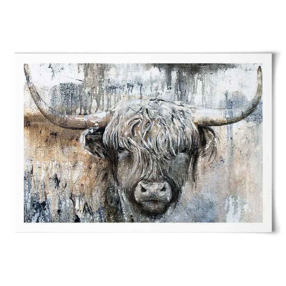 Weathered Highland Cow Art Print