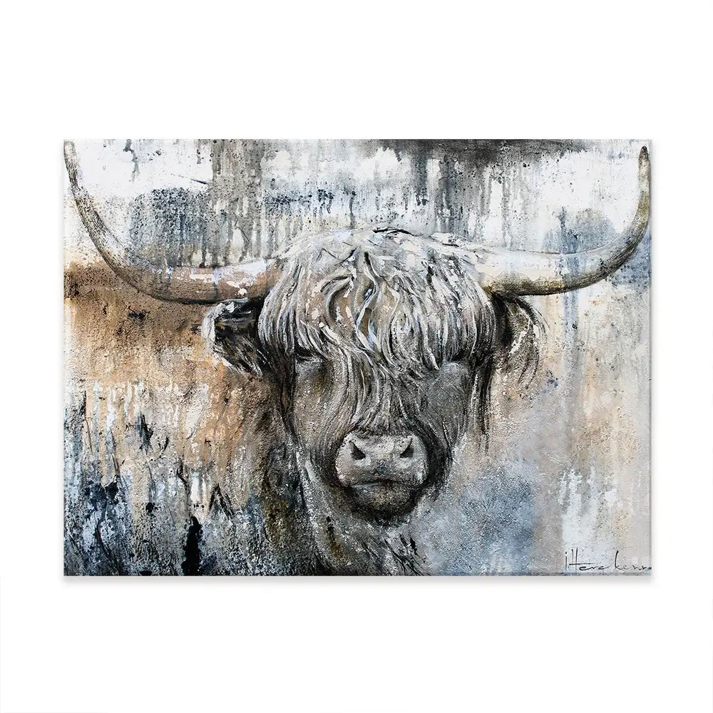 Weathered Highland Cow Canvas Print