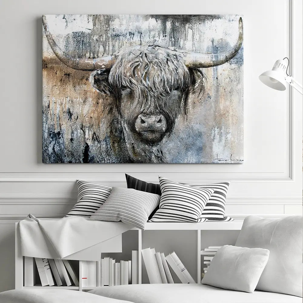 Weathered Highland Cow Canvas Print