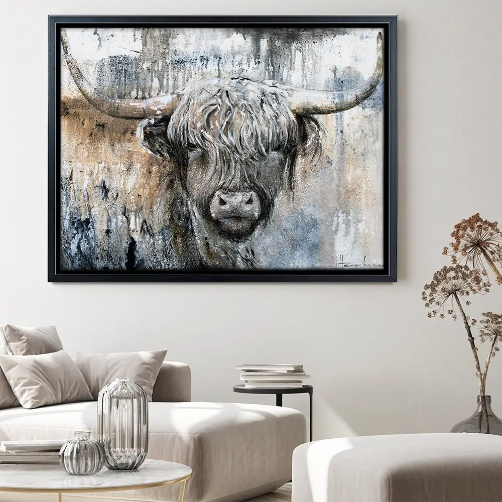 Weathered Highland Cow Canvas Print