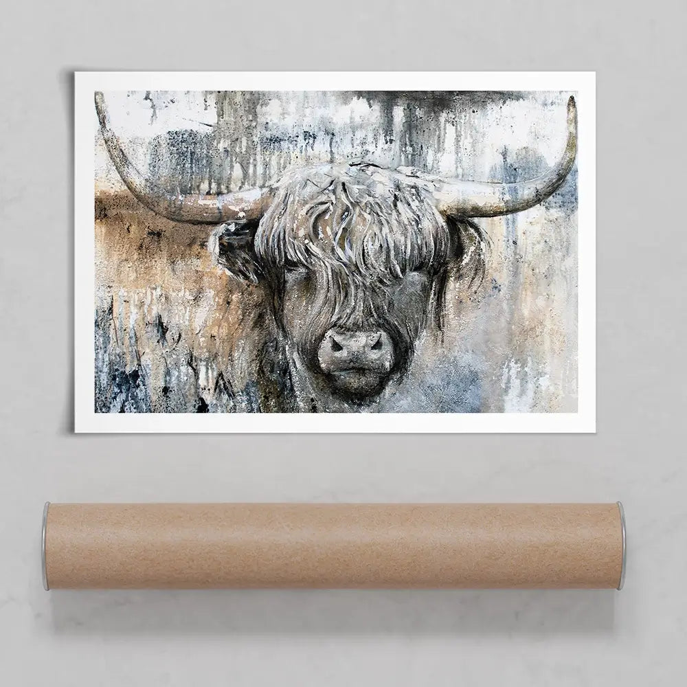 Weathered Highland Cow Art Print