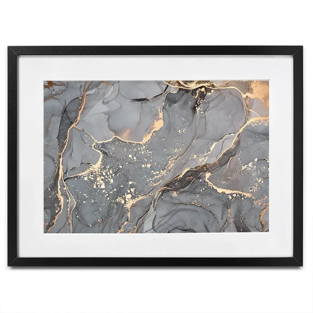 Slate Grey Marble Framed Art Print