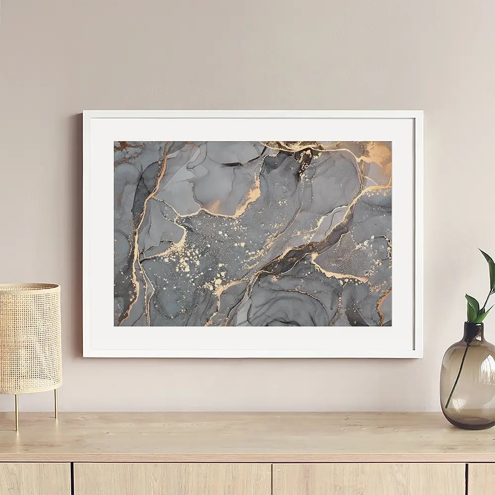 Slate Grey Marble Framed Art Print