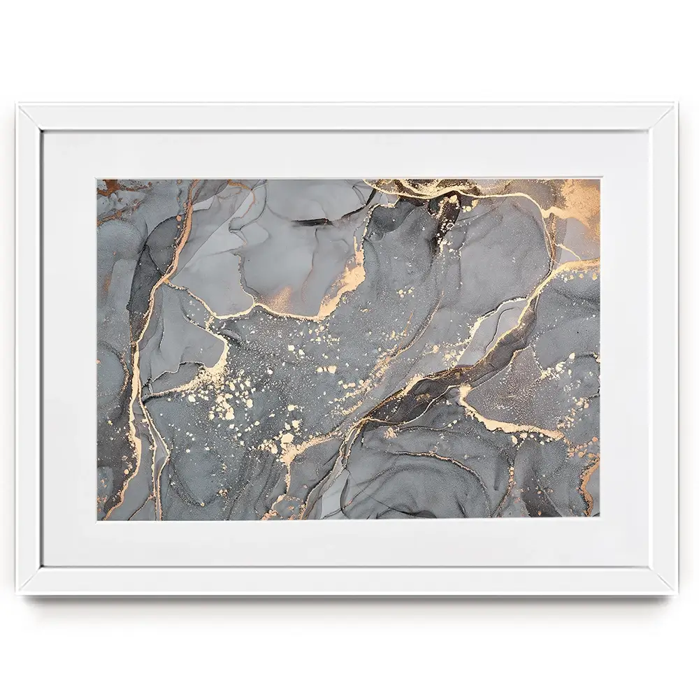 Slate Grey Marble Framed Art Print