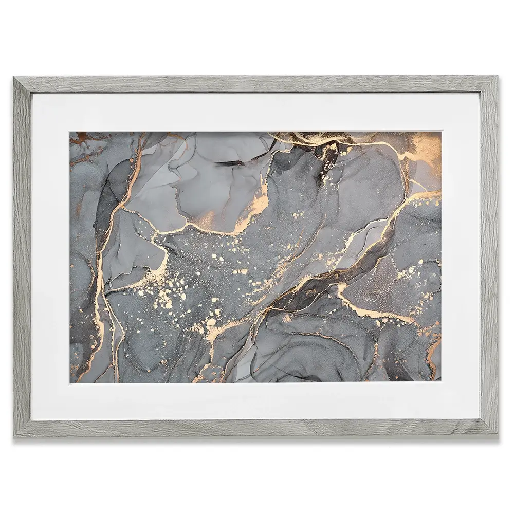 Slate Grey Marble Framed Art Print