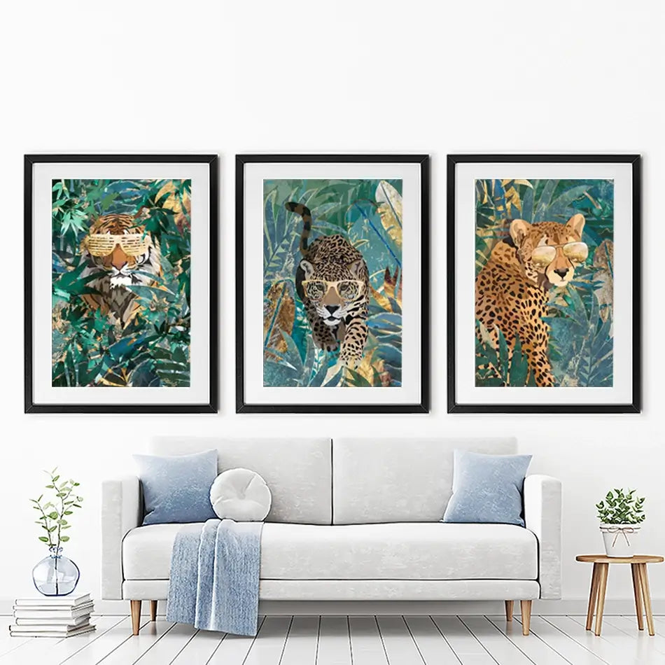 Big Cats Framed Art Print Trio