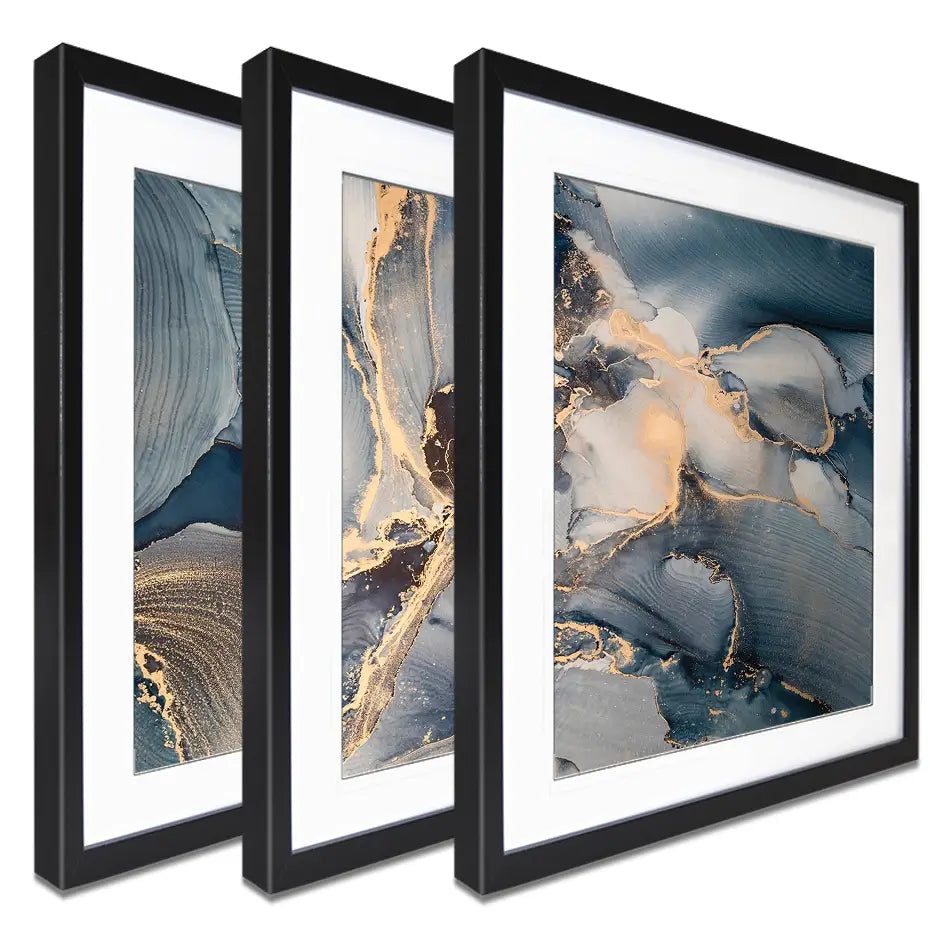 Glowing Marble Framed Art Print Trio