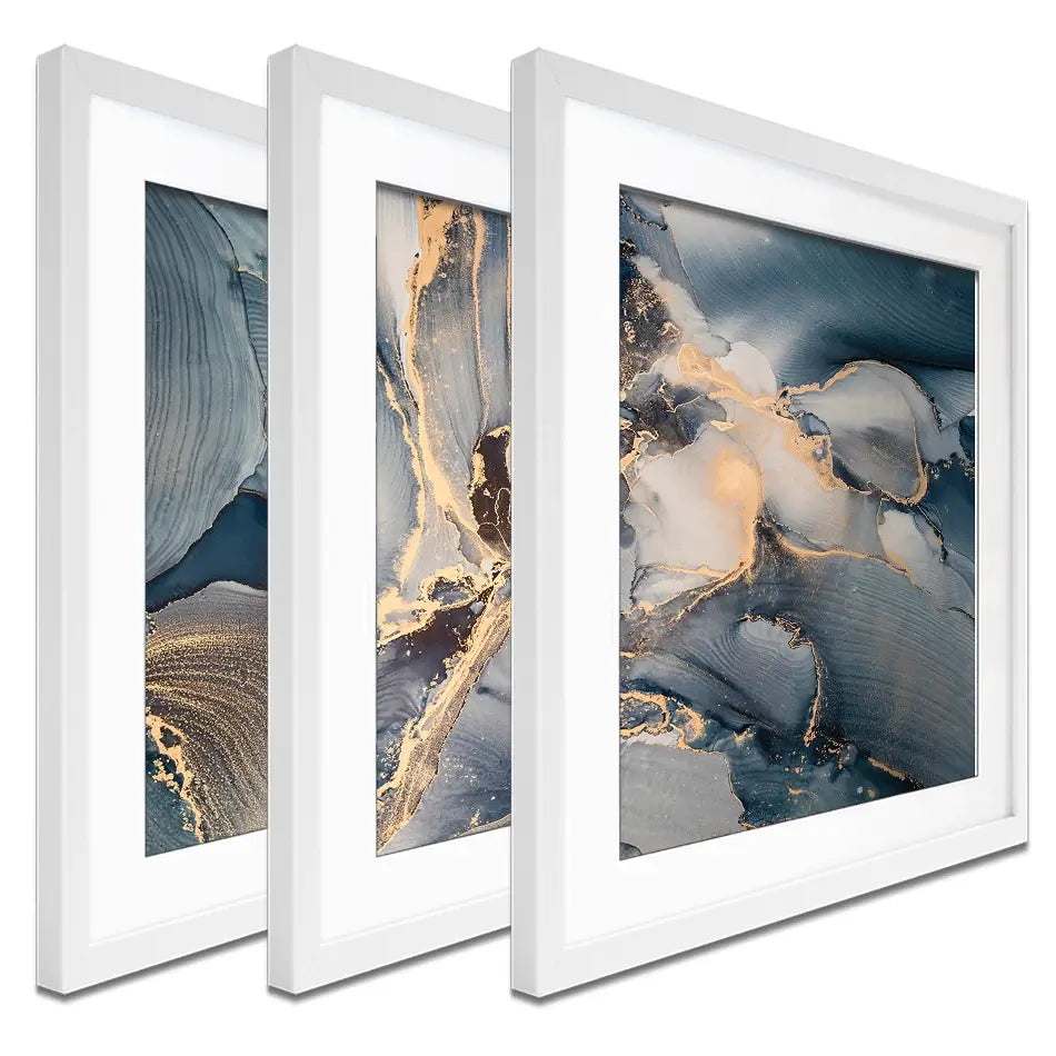 Glowing Marble Framed Art Print Trio