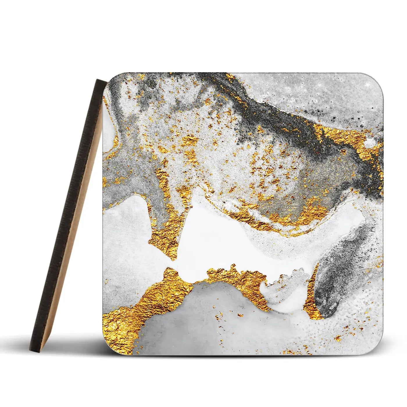 Grey And White Marble Coaster Set