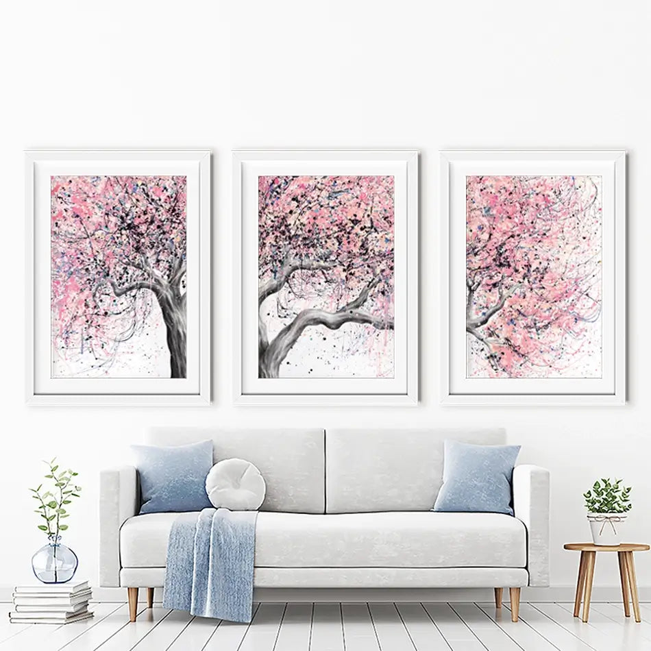 Taffy Blossom Tree Framed Art Print Trio