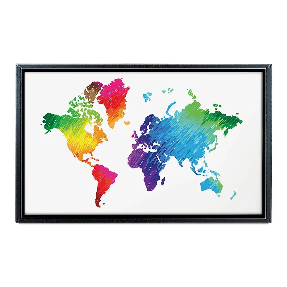 Rainbow World Map Canvas Print