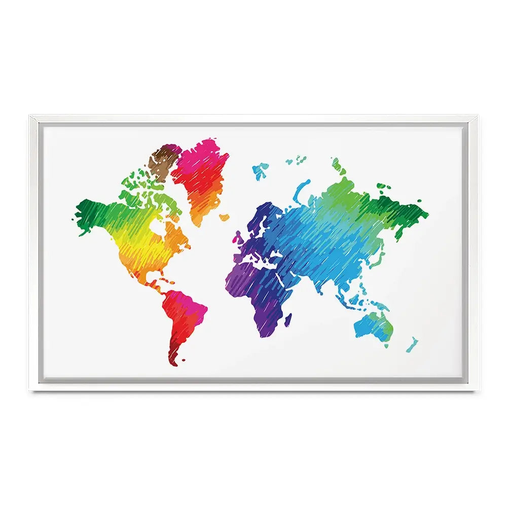 Rainbow World Map Canvas Print