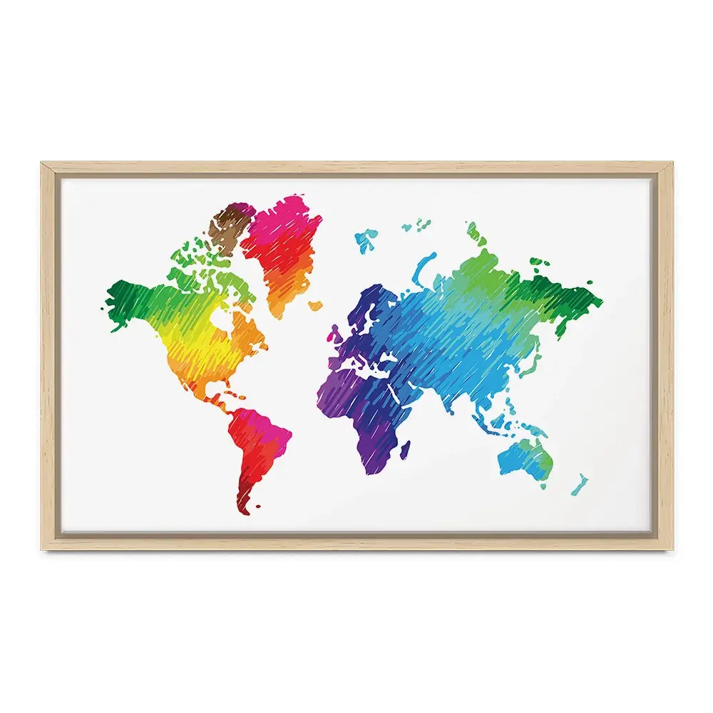 Rainbow World Map Canvas Print