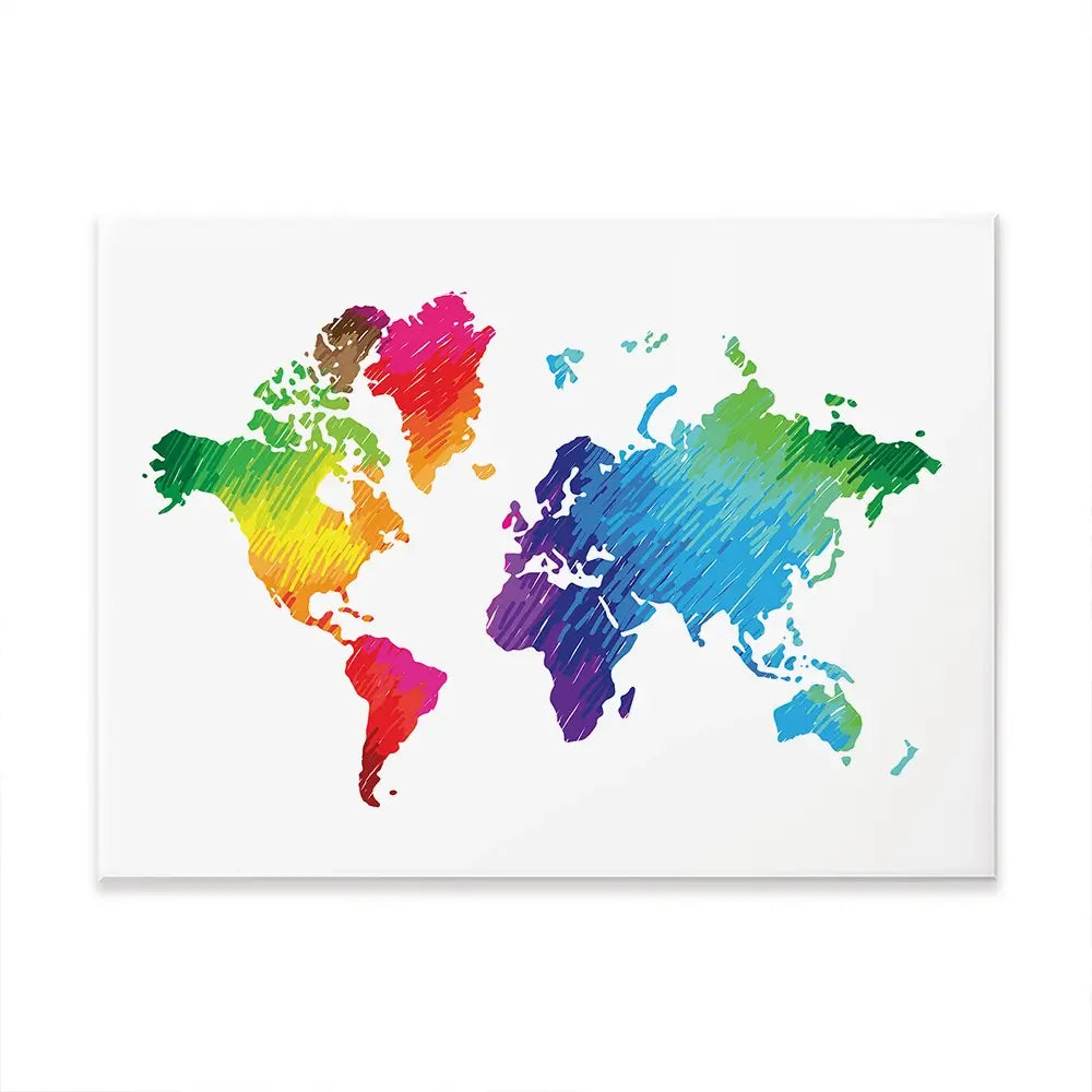 Rainbow World Map Canvas Print