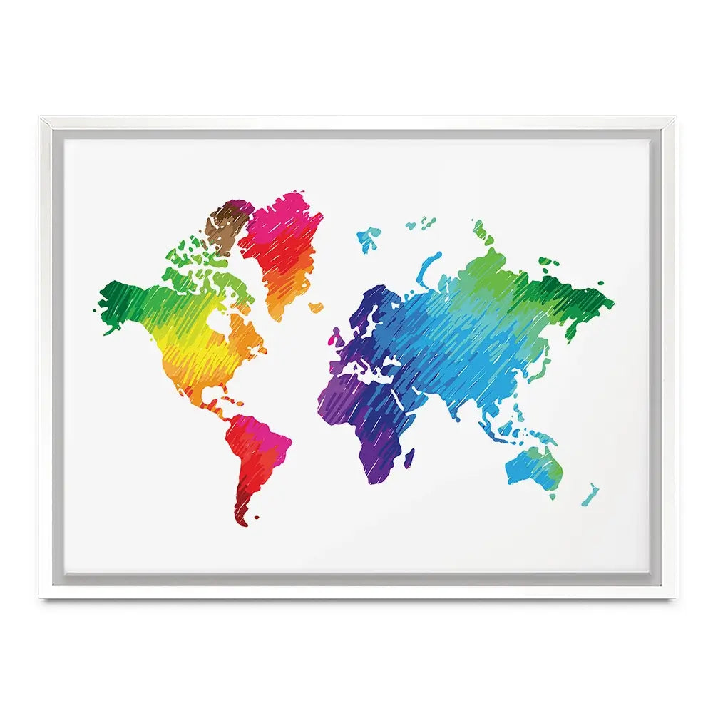 Rainbow World Map Canvas Print