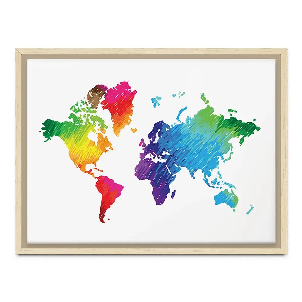 Rainbow World Map Canvas Print