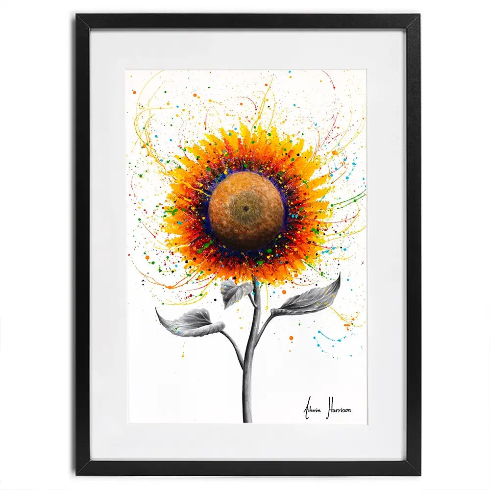 Rainbow Sunflower Framed Art Print