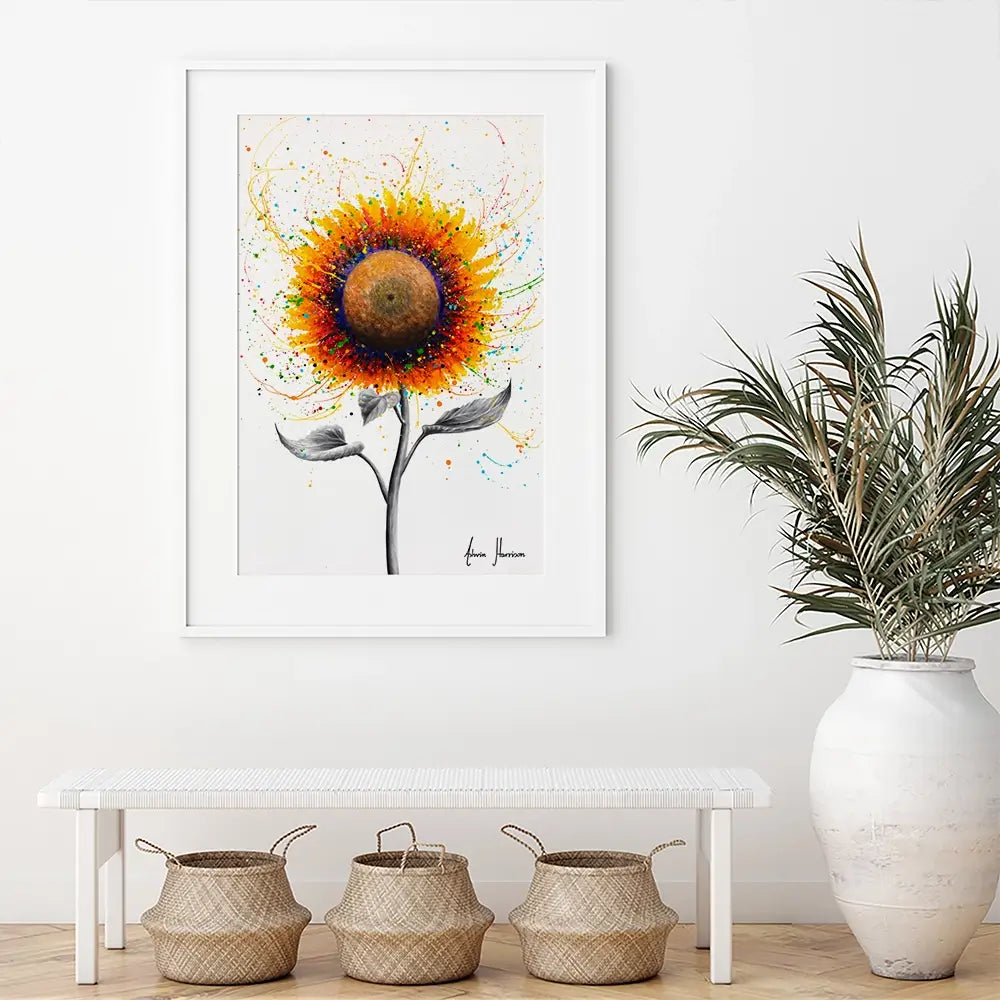 Rainbow Sunflower Framed Art Print