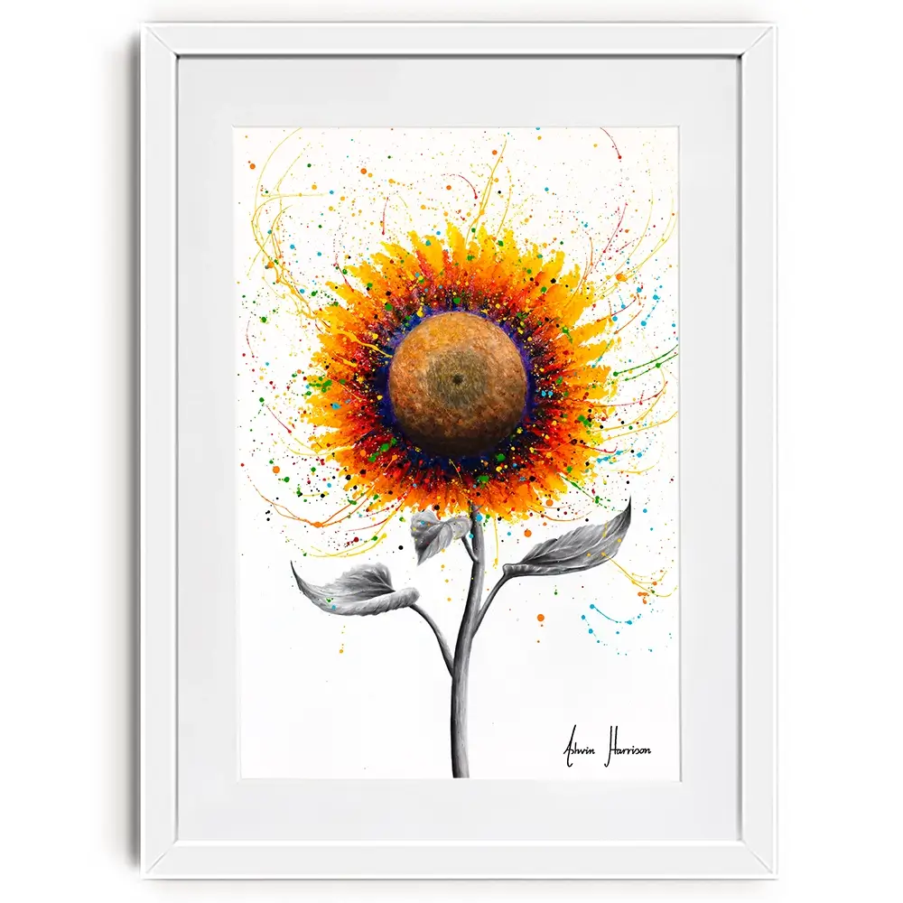 Rainbow Sunflower Framed Art Print