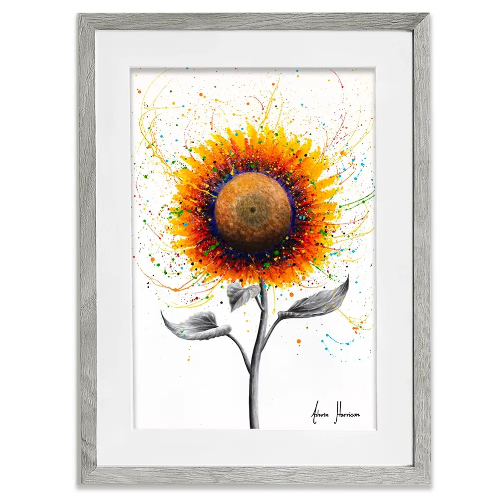 Rainbow Sunflower Framed Art Print