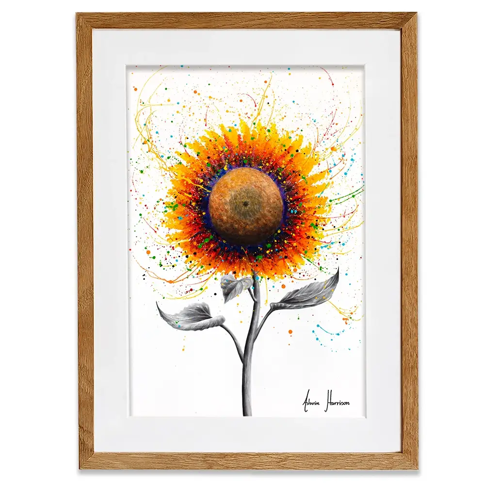 Rainbow Sunflower Framed Art Print